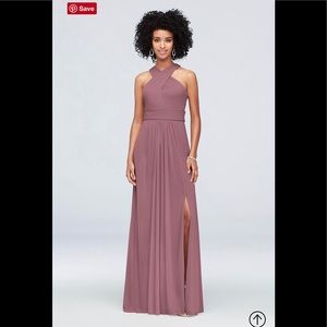 NEW Crisscross High-Neck Mesh Bridesmaid Dress